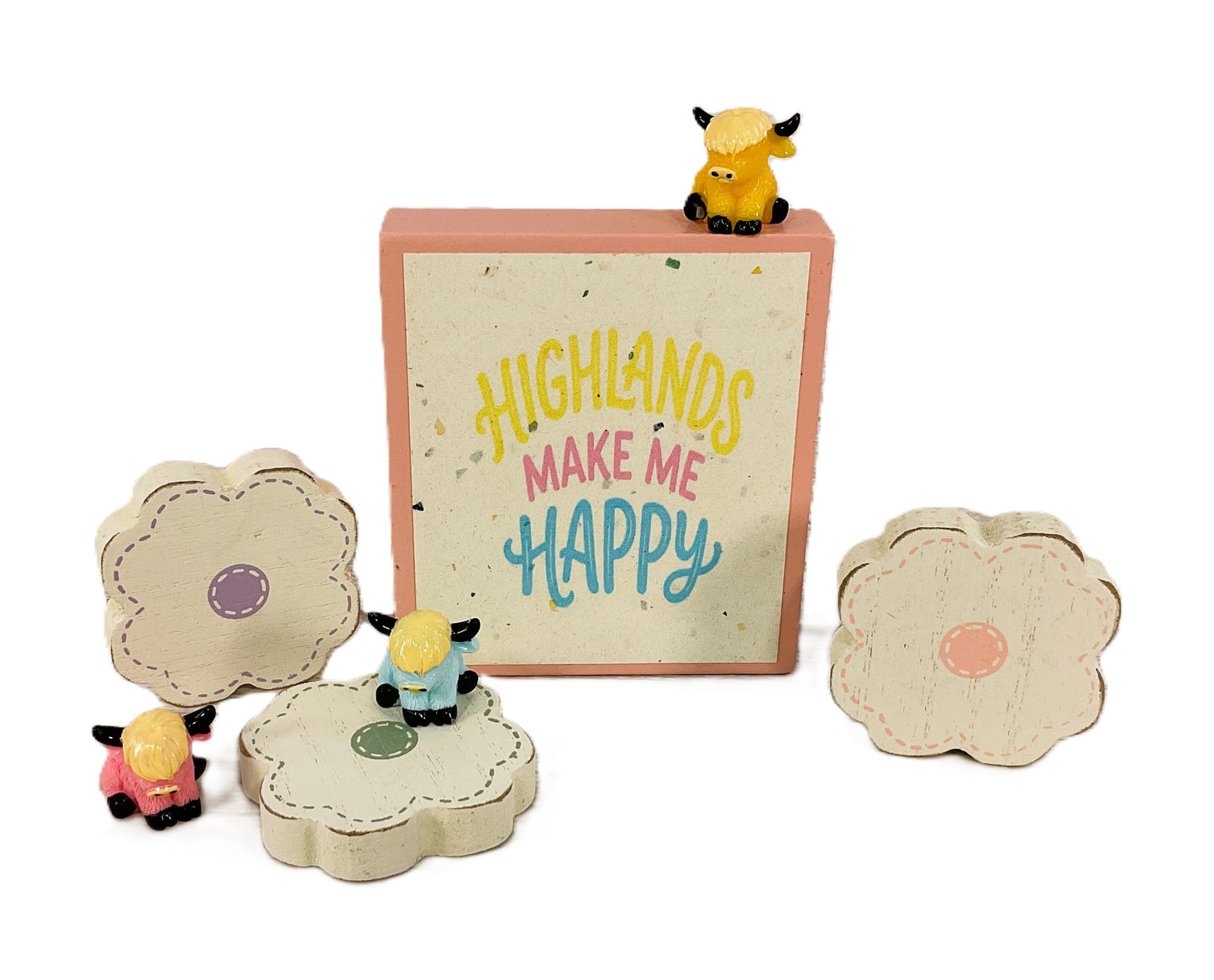 AGD Spring Decor - Micro Pastel Highlands Cow Make Me Happy