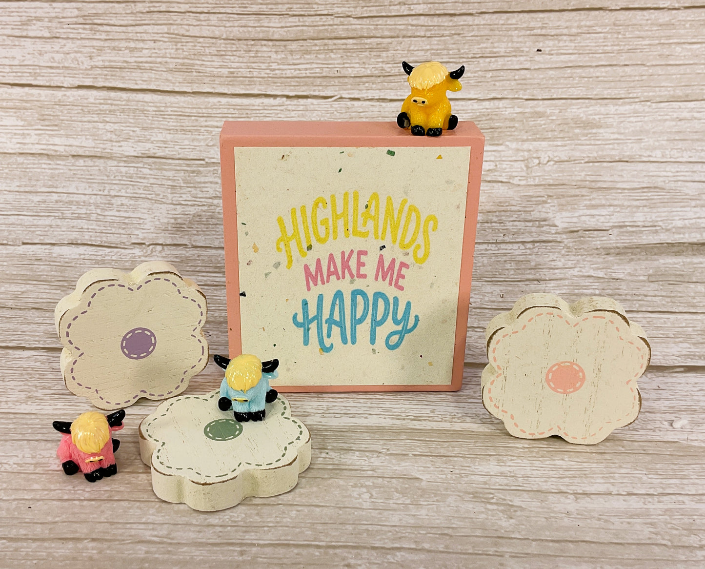 AGD Spring Decor - Micro Pastel Highlands Cow Make Me Happy