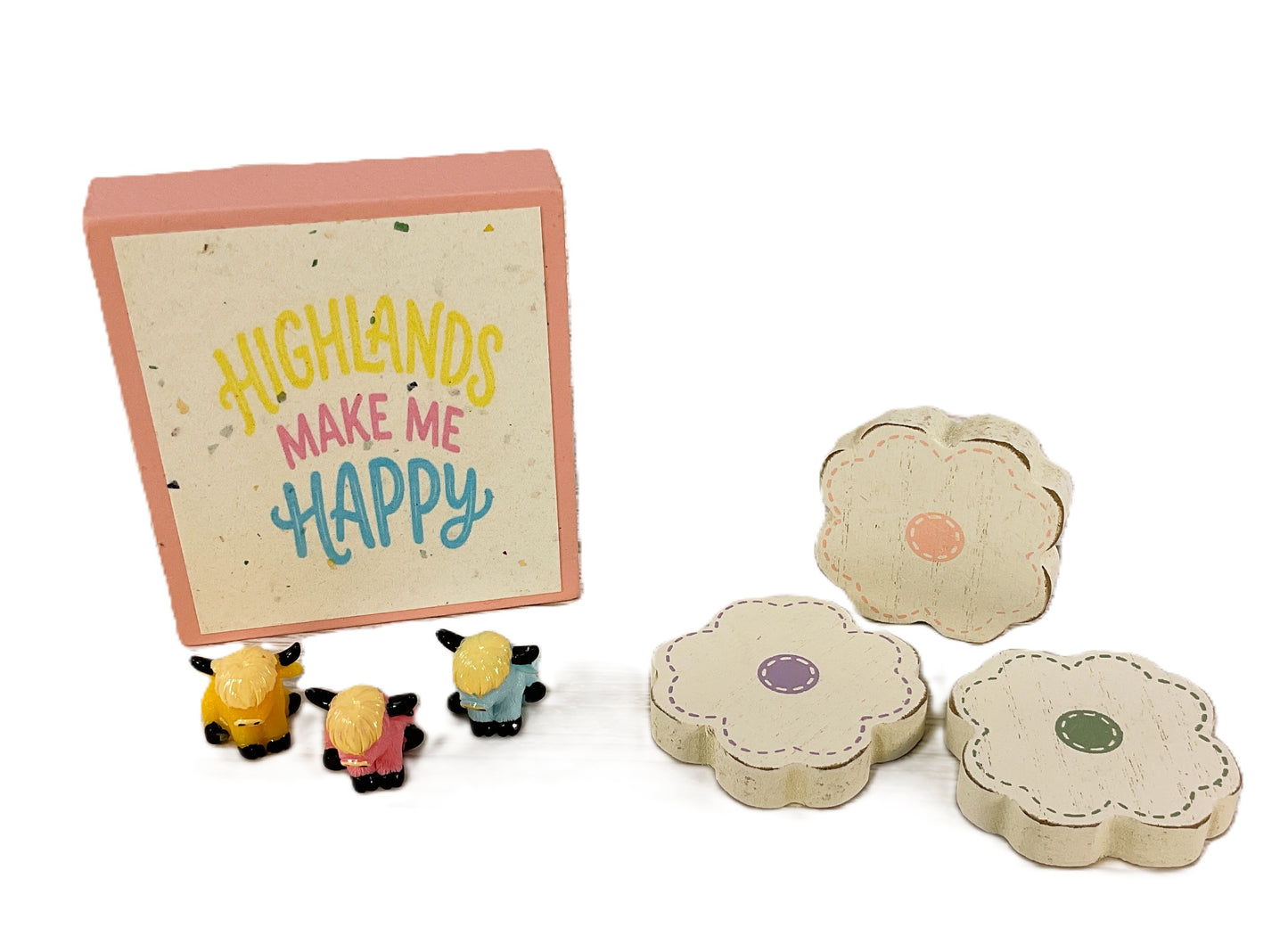 AGD Spring Decor - Micro Pastel Highlands Cow Make Me Happy