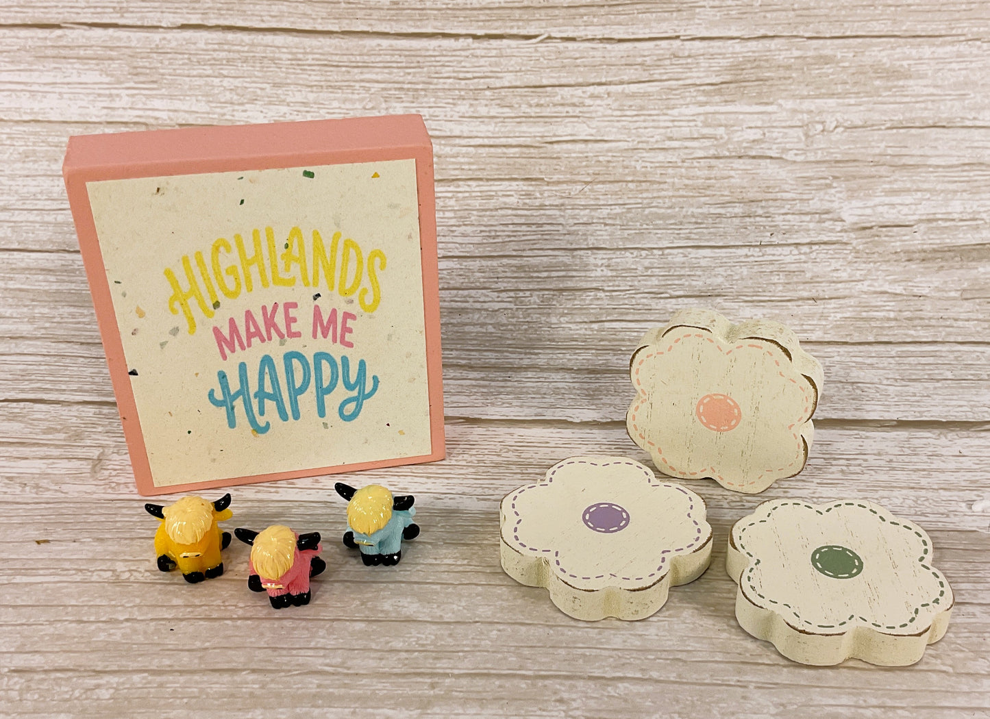 AGD Spring Decor - Micro Pastel Highlands Cow Make Me Happy
