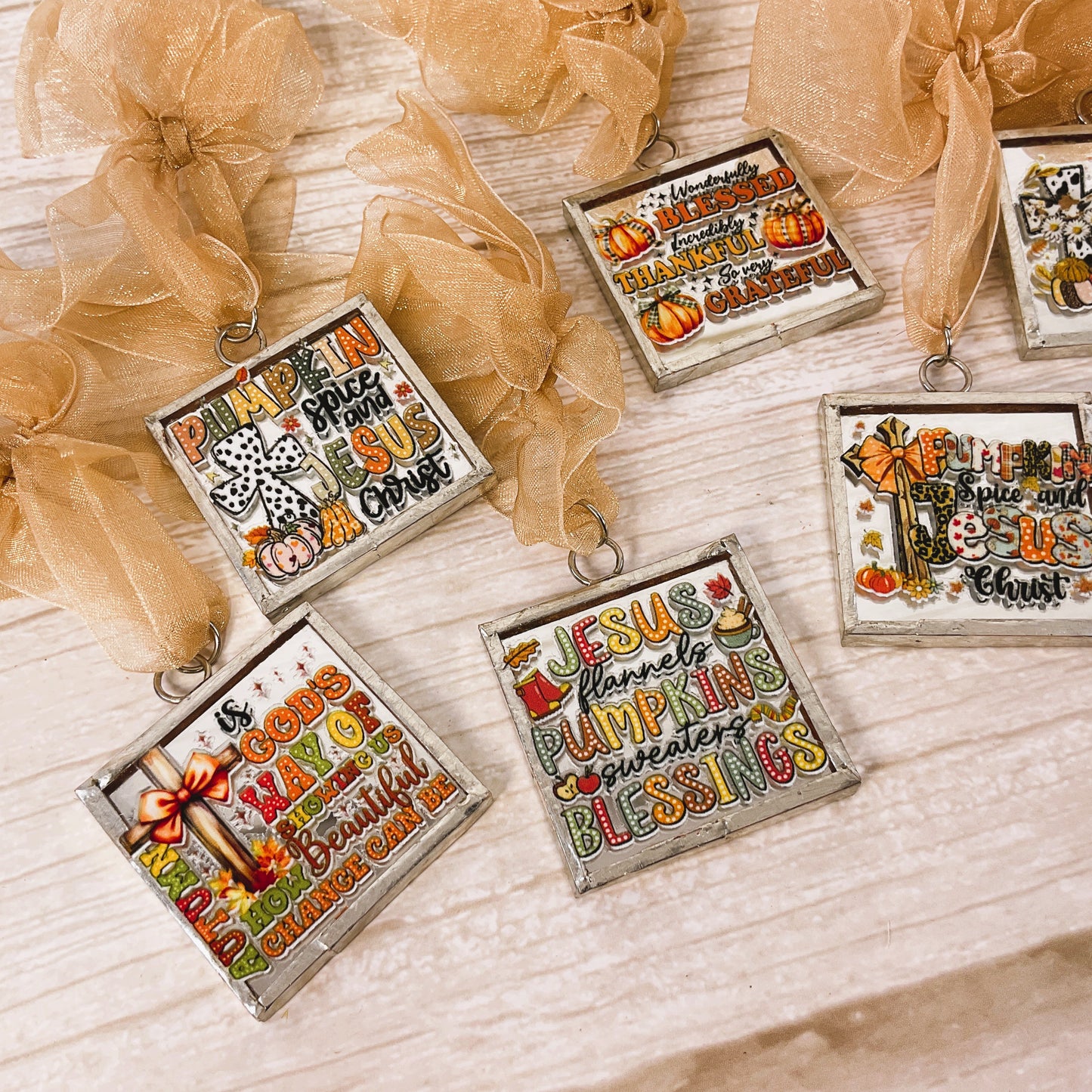 AGSD Fall Decor - Christian-theme Mirror Ornaments 9pc Set