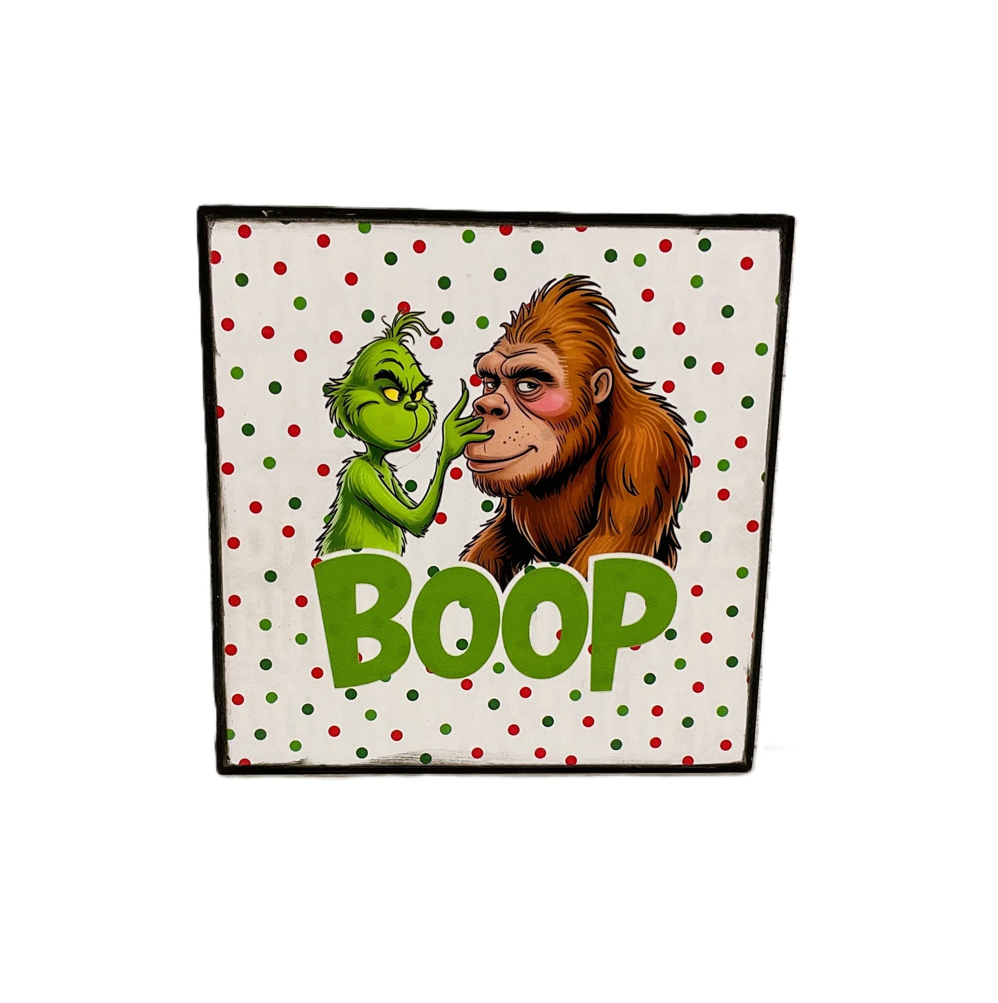 AGSD Christmas Decor - Bigfoot Green Monster "Boop" Box Sign