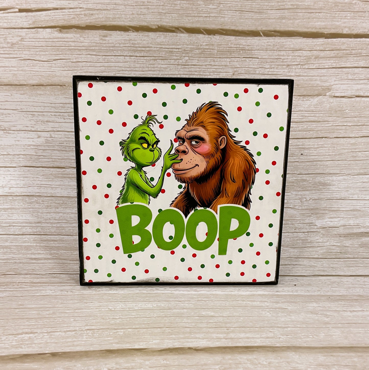AGSD Christmas Decor - Bigfoot Green Monster "Boop" Box Sign