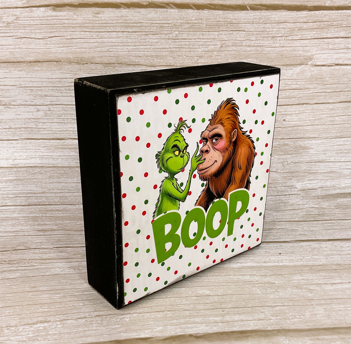 AGSD Christmas Decor - Bigfoot Green Monster "Boop" Box Sign
