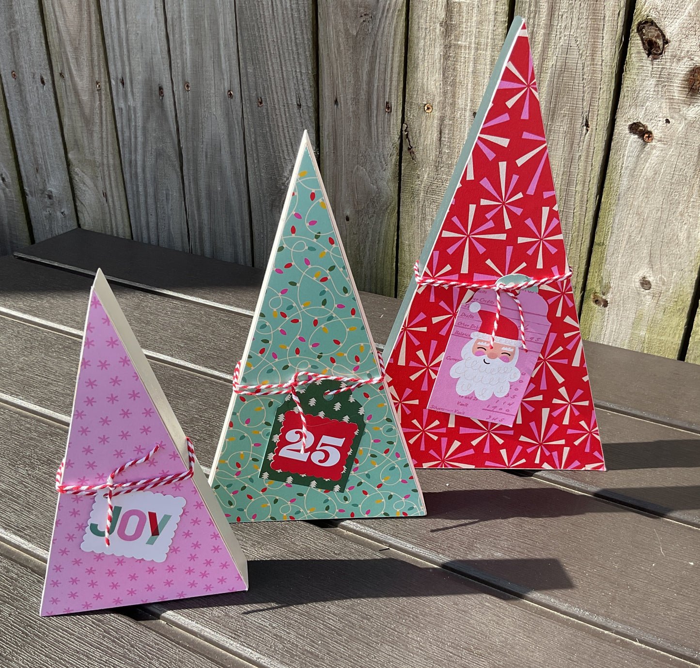 AGSD Christmas Decor - Retro Pink Blue Teal Trees Chunky Ornament 7pc Set