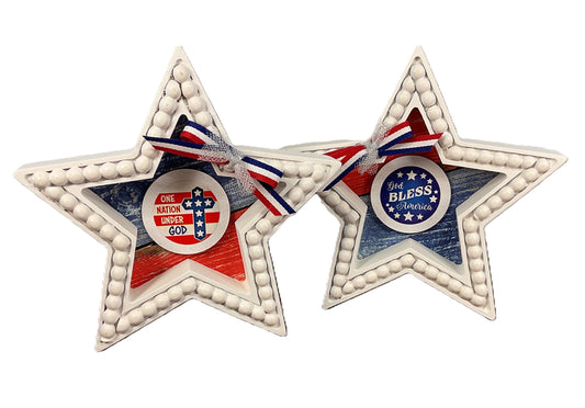 AGSD Patriotic Decor - God Bless America July 4th Wood Tabletop Stars – Handcrafted