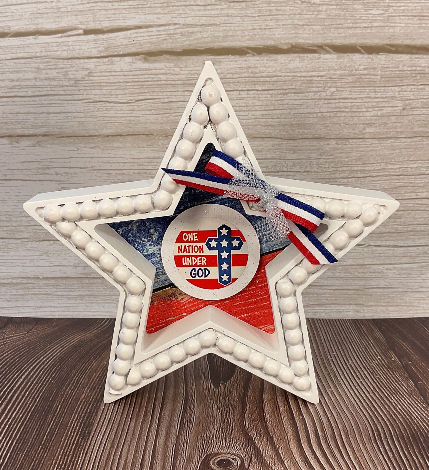 AGSD Patriotic Decor - God Bless America July 4th Wood Tabletop Stars – Handcrafted