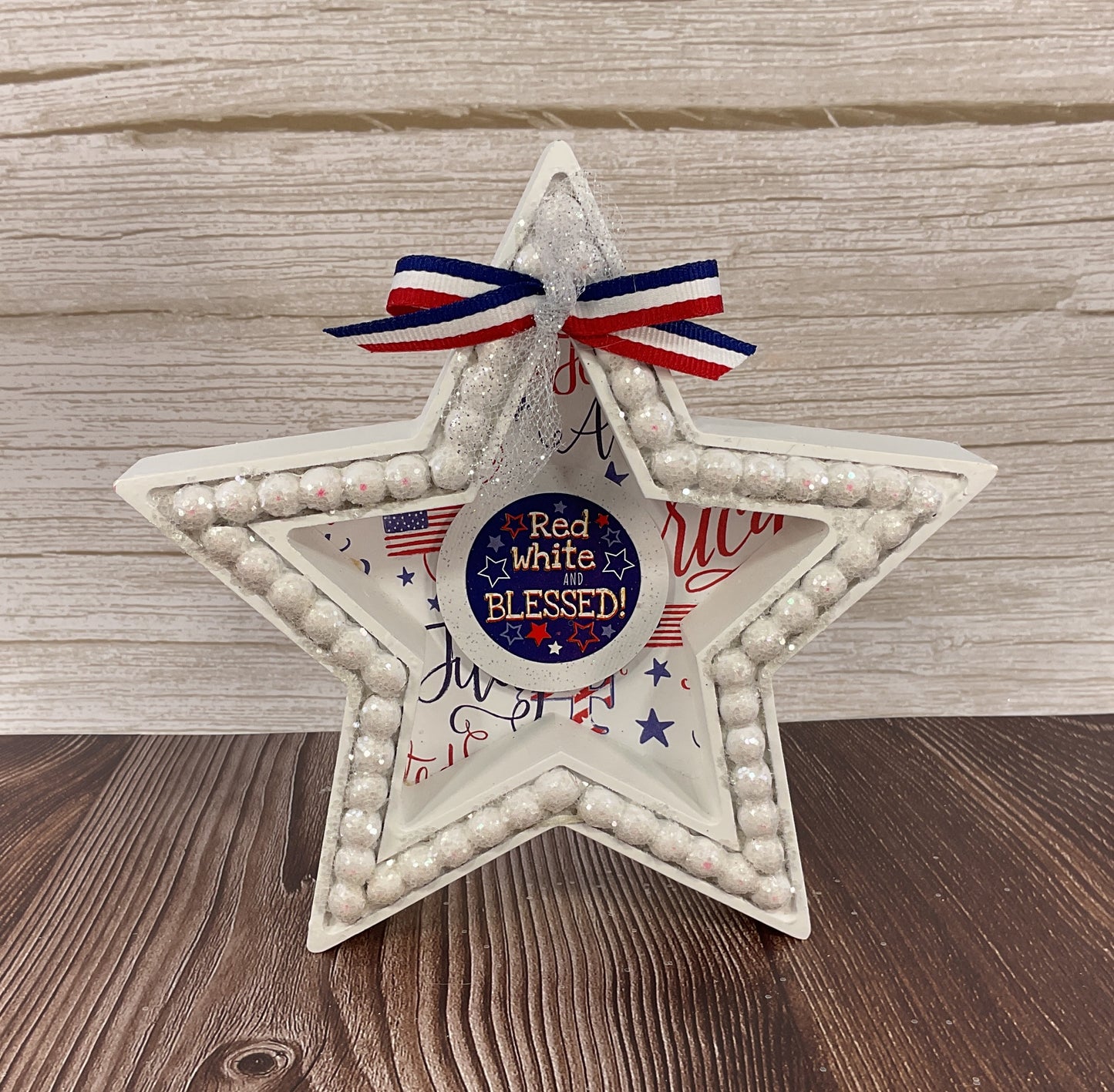 AGSD Patriotic Decor - God Bless America July 4th Wood Tabletop Stars – Handcrafted