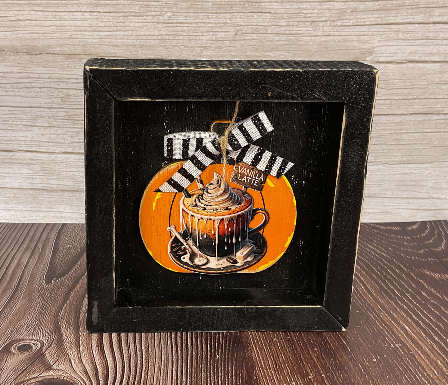 Pumpkin Latte Coffee Bar Halloween Inset Box Signs Set of 3 | Cozy Fall Tiered Tray Decor