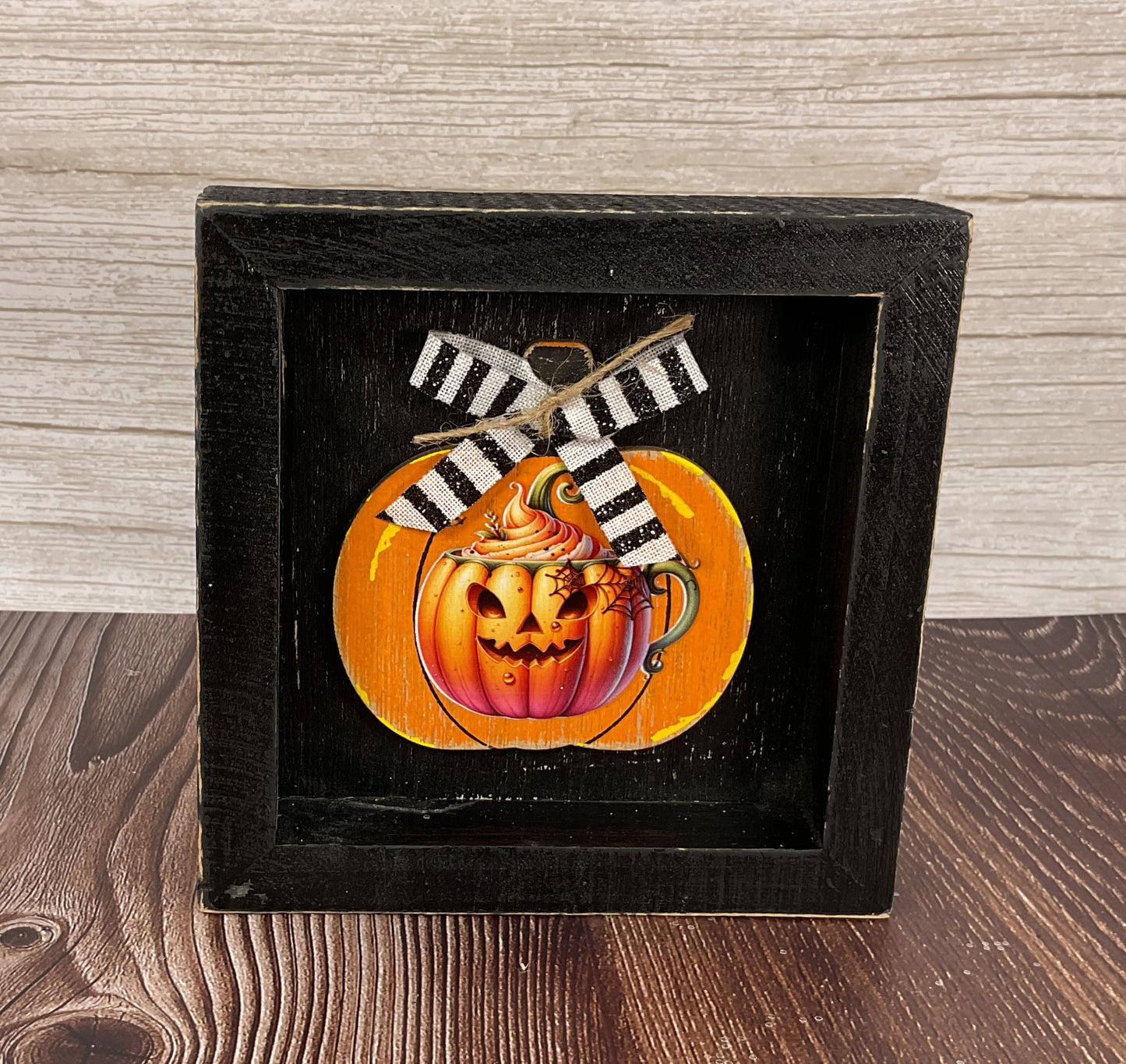 Pumpkin Latte Coffee Bar Halloween Inset Box Signs Set of 3 | Cozy Fall Tiered Tray Decor
