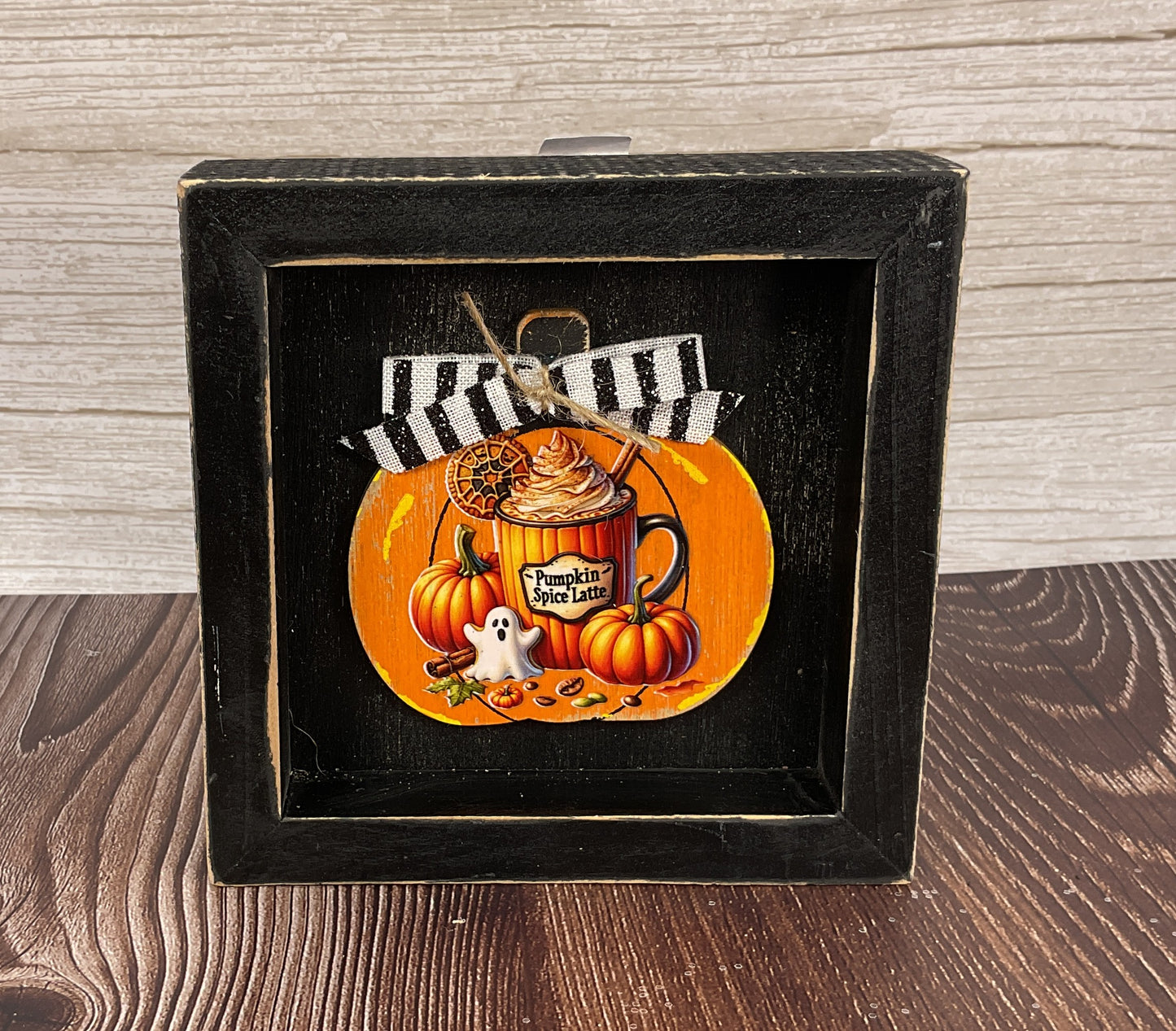 Pumpkin Latte Coffee Bar Halloween Inset Box Signs Set of 3 | Cozy Fall Tiered Tray Decor