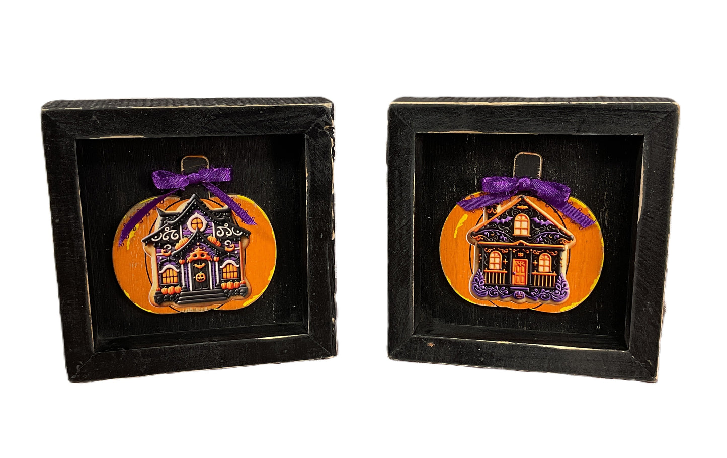 Haunted Gingerbread House Halloween Inset Box Signs Set of 2 | Spooky Sweet Tiered Tray Decor