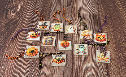 Mini Gingerbread Cookie Halloween Mirror Ornaments Set of 12 | Spooky Sweet Tree & Garland Decor