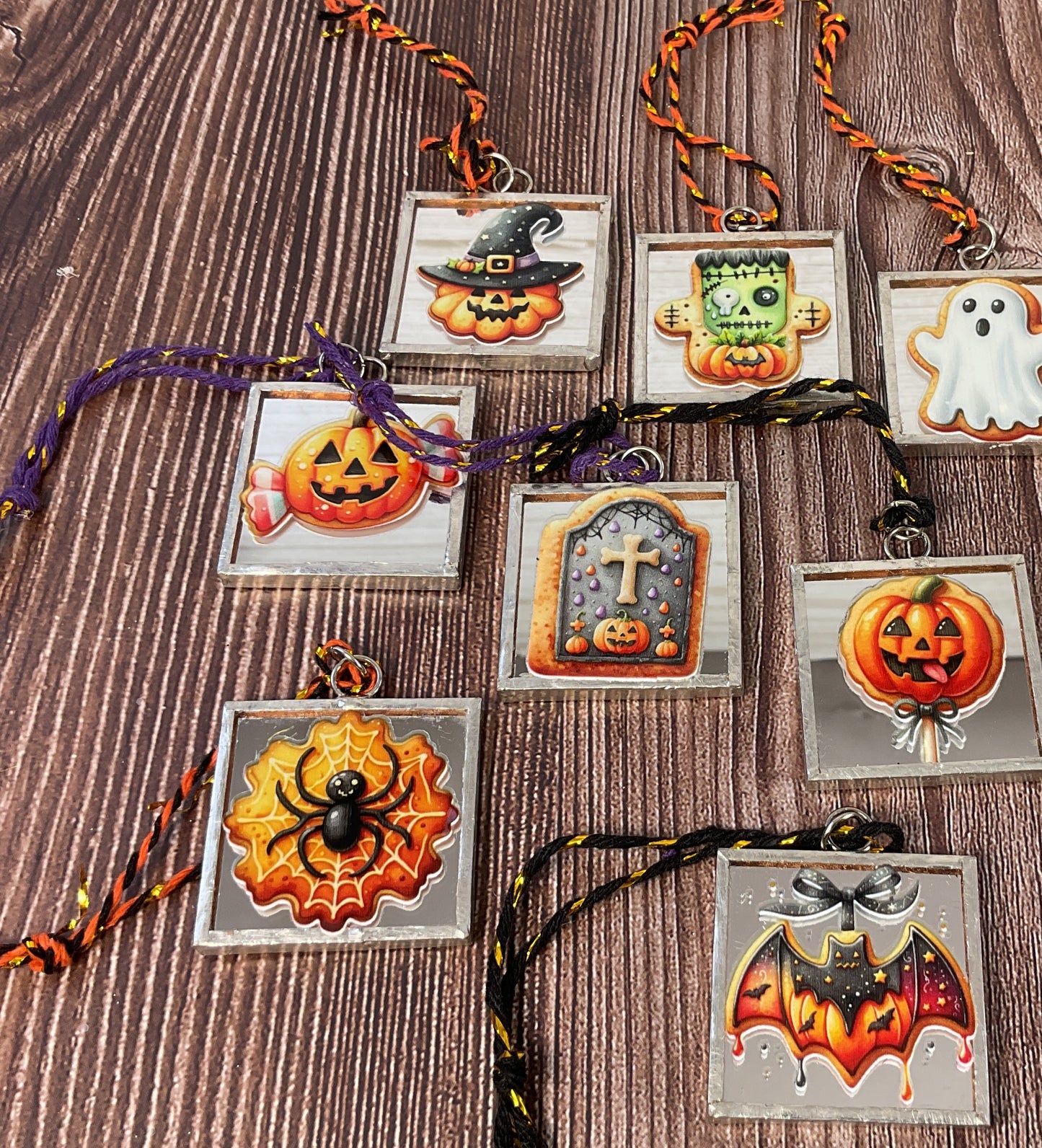 Mini Gingerbread Cookie Halloween Mirror Ornaments Set of 12 | Spooky Sweet Tree & Garland Decor