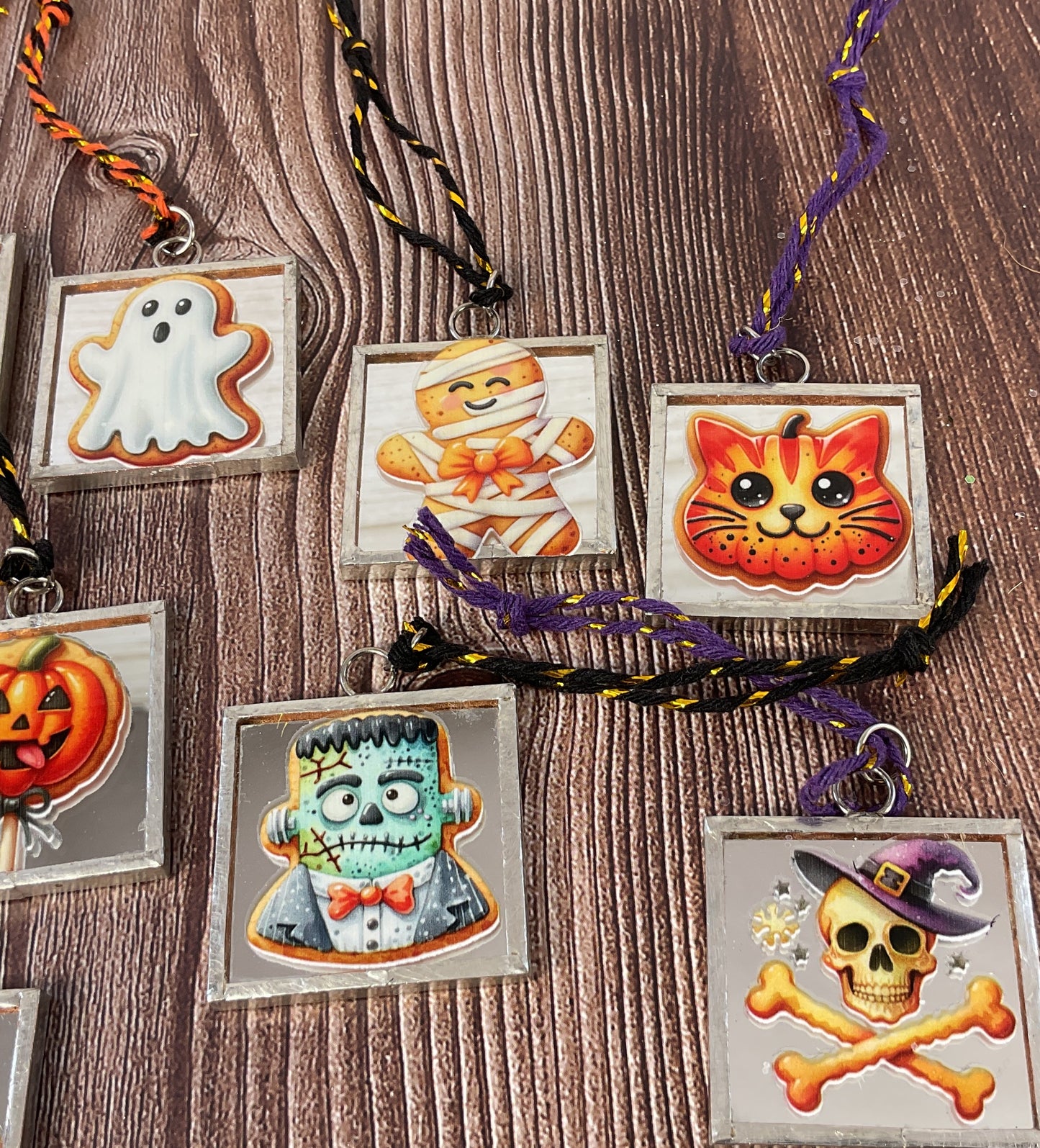 Mini Gingerbread Cookie Halloween Mirror Ornaments Set of 12 | Spooky Sweet Tree & Garland Decor