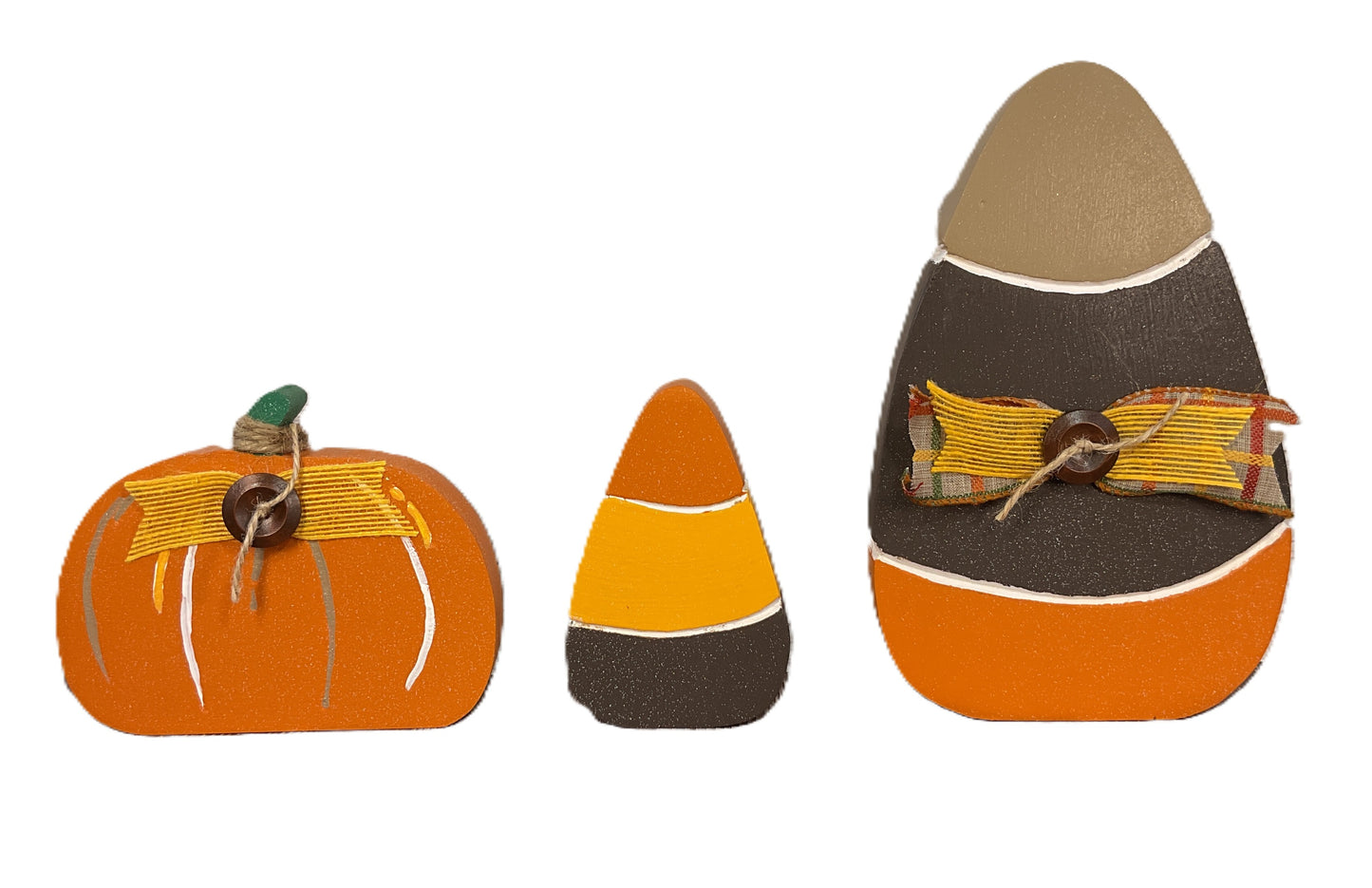 Harvest Candy Corn & Pumpkin Glitter Sitters Set of 3 | Halloween Tiered Tray Collection