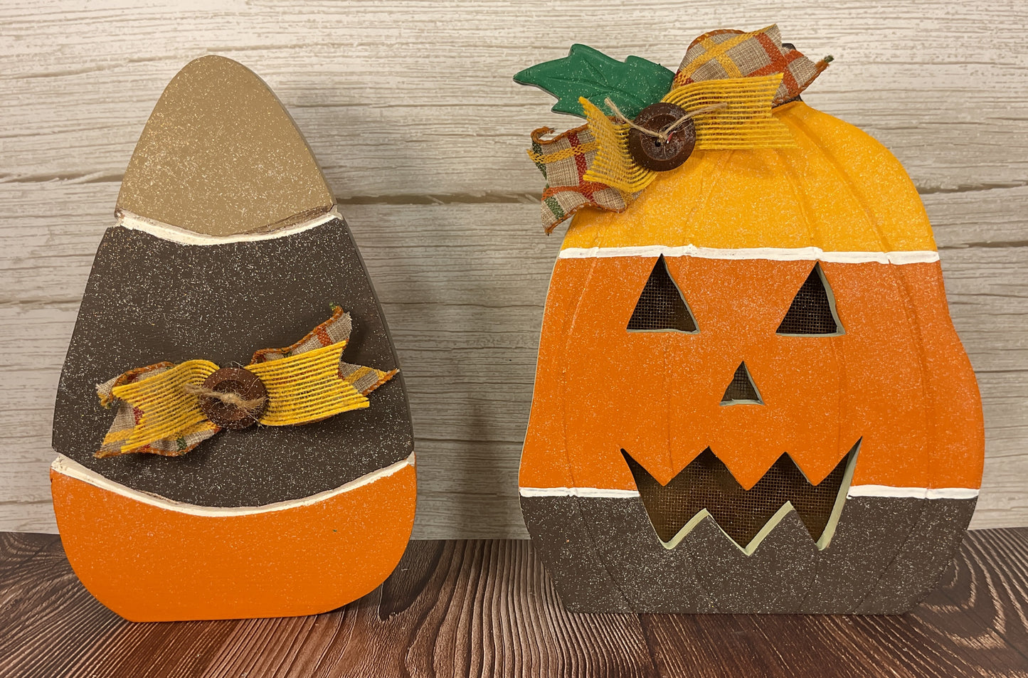 Candy Corn Harvest Light-Up Jack-O-Lantern | Handcrafted Halloween Tabletop Decor