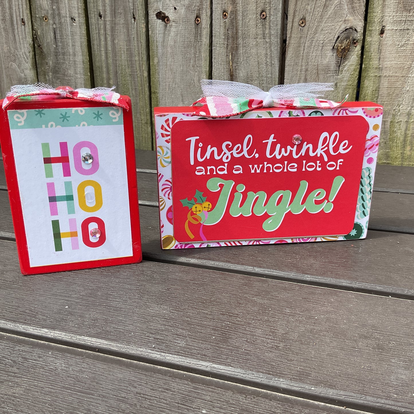 Retro Chunky Christmas Trees & Signs Set of 5 | Pink Blue Teal | Agape Gifts