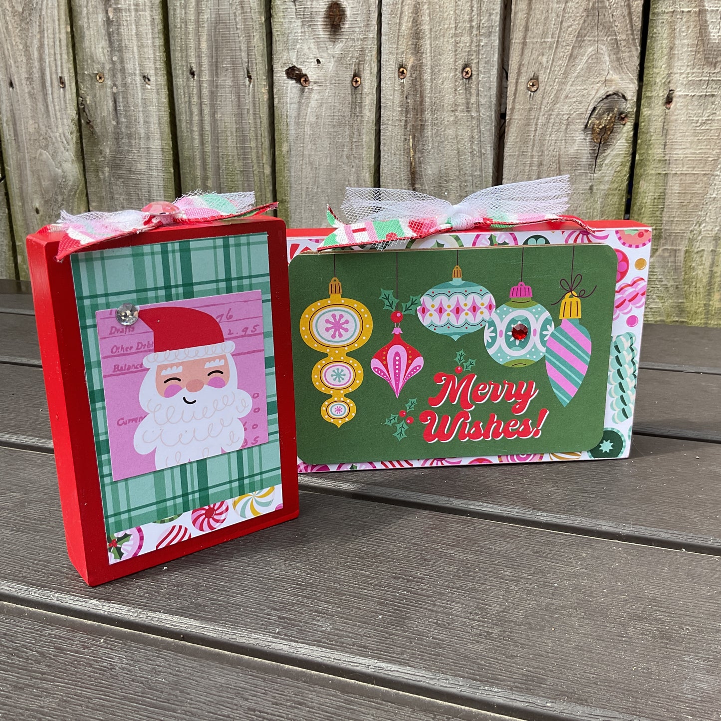 Retro Chunky Christmas Trees & Signs Set of 5 | Pink Blue Teal | Agape Gifts