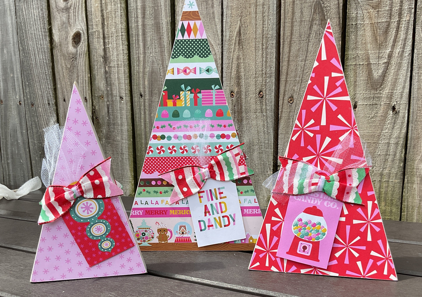 Retro Chunky Christmas Trees & Signs Set of 5 | Pink Blue Teal | Agape Gifts