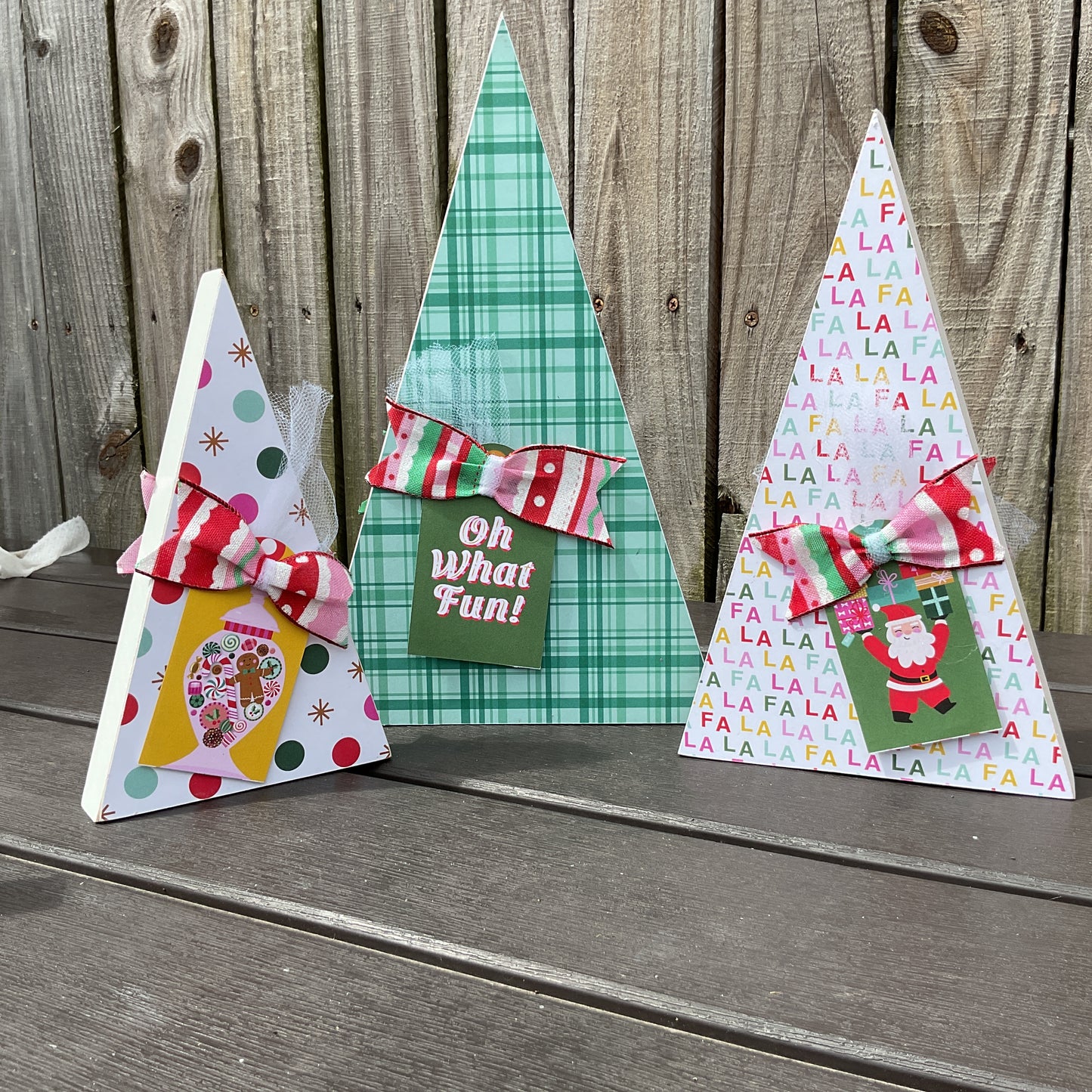 Retro Chunky Christmas Trees & Signs Set of 5 | Pink Blue Teal | Agape Gifts
