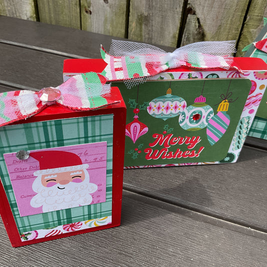 Retro Chunky Christmas Trees & Signs Set of 5 | Pink Blue Teal | Agape Gifts