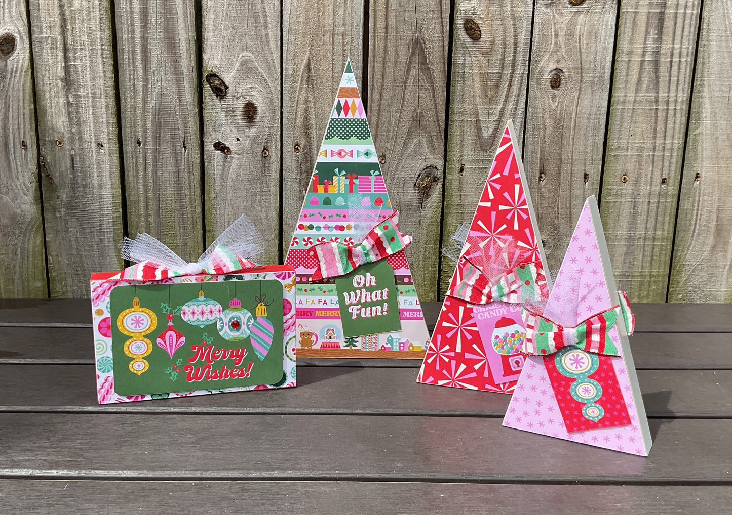 Retro Chunky Christmas Trees & Signs Set of 5 | Pink Blue Teal | Agape Gifts