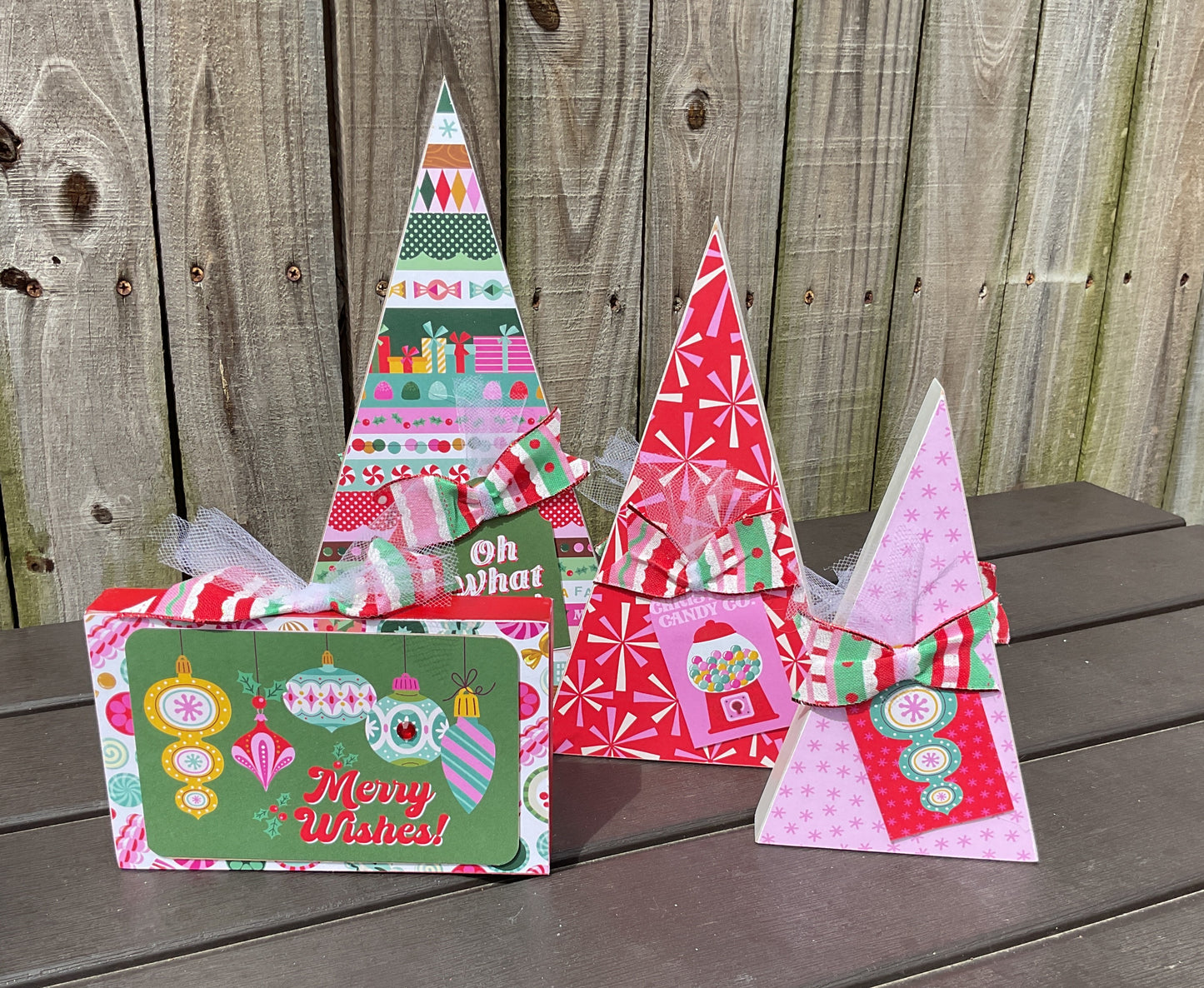 Retro Chunky Christmas Trees & Signs Set of 5 | Pink Blue Teal | Agape Gifts