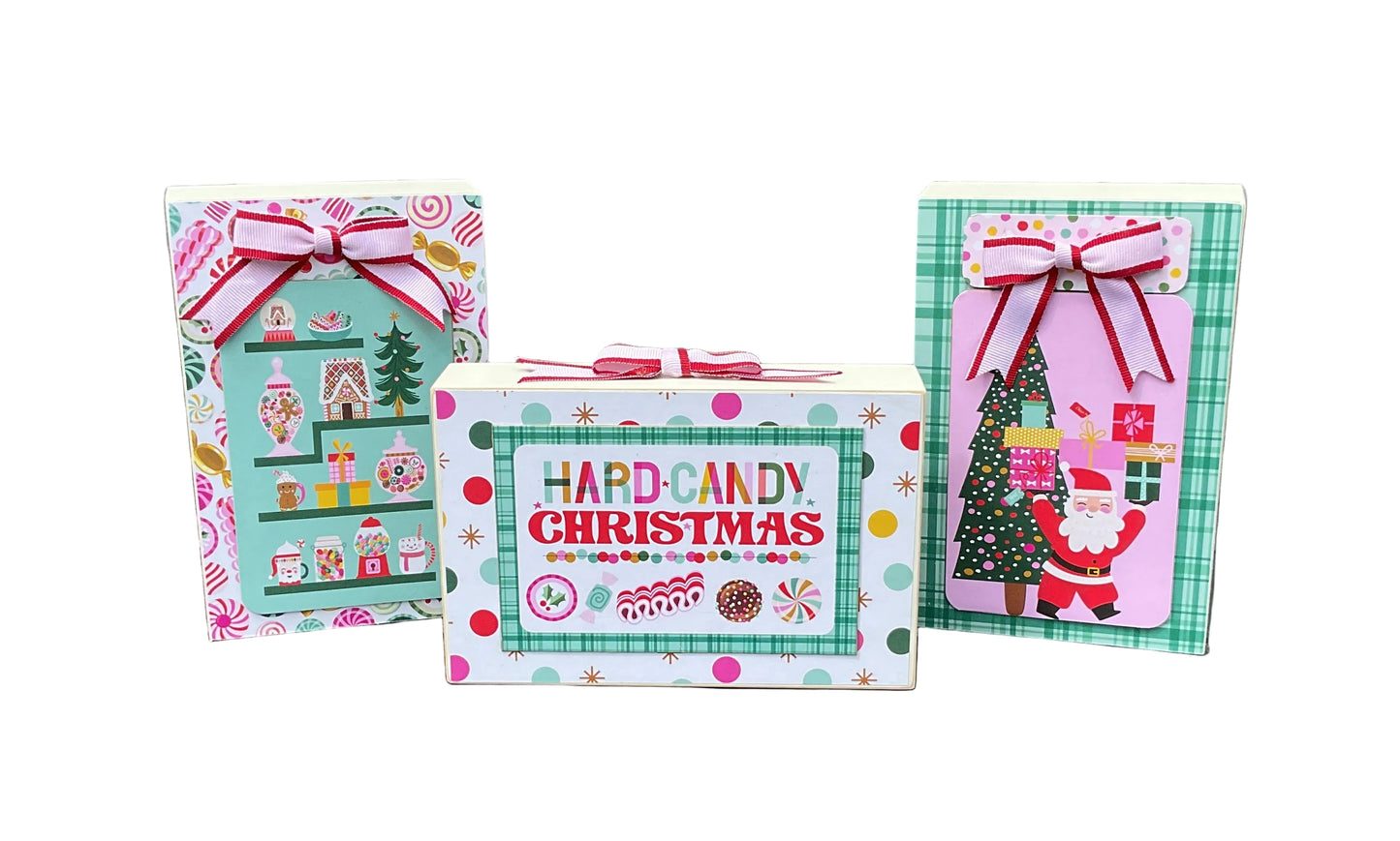 Retro Candy Signs Christmas Decor Set of 3 | Pink Blue Teal | AGSD