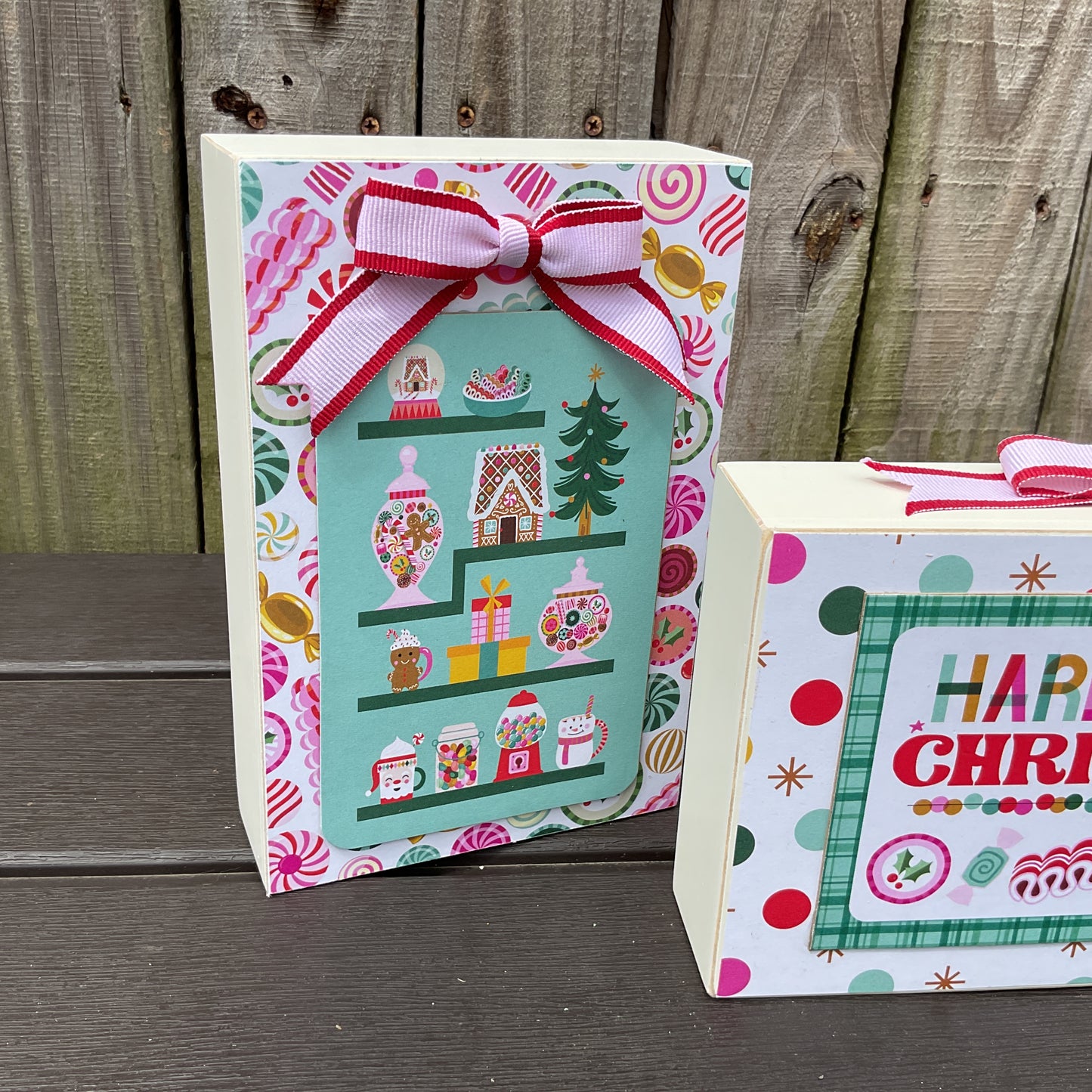 Retro Candy Signs Christmas Decor Set of 3 | Pink Blue Teal | AGSD