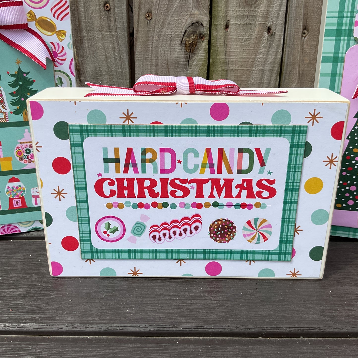 Retro Candy Signs Christmas Decor Set of 3 | Pink Blue Teal | AGSD