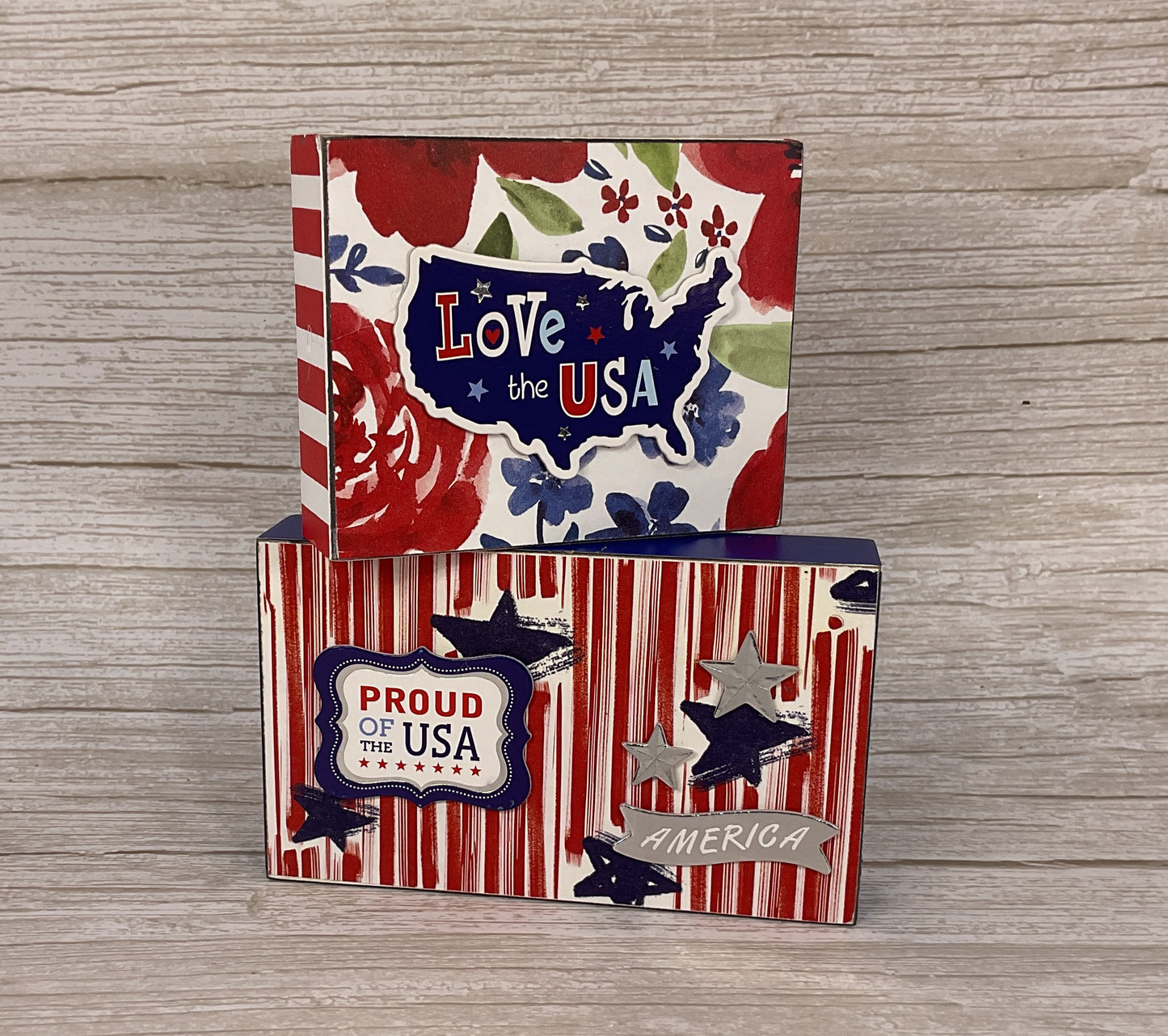 AGSD Patriotic Decor - Wood Cross & Sign Set of 2 | July 4th Faith & Freedom Tiered Tray