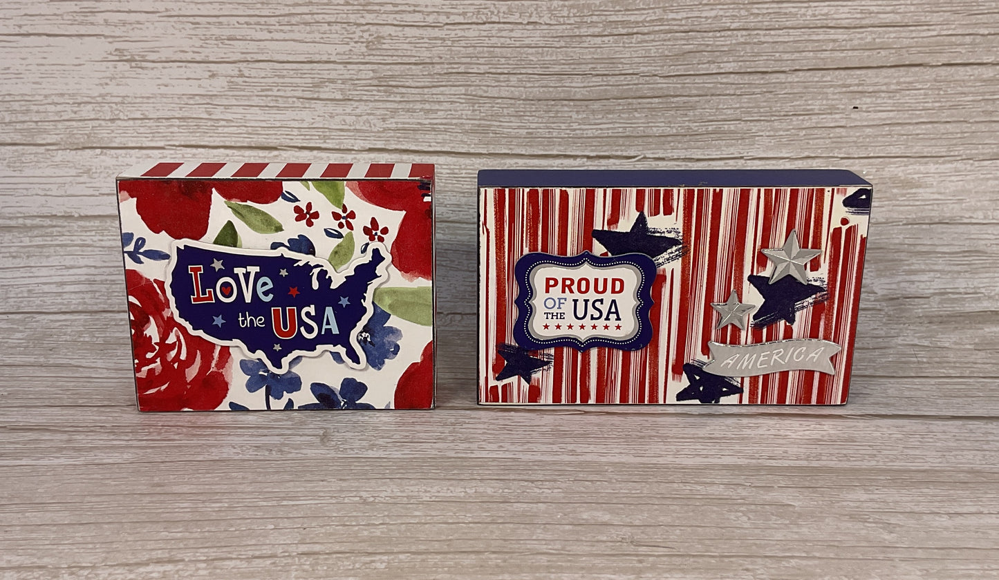 AGSD Patriotic Decor - Wood Cross & Sign Set of 2 | July 4th Faith & Freedom Tiered Tray