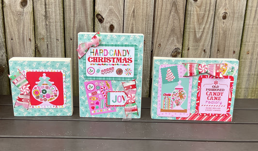 AGSD Christmas Decor - Retro Colorful Pastel Hard Candy Box Sings 3pc Set