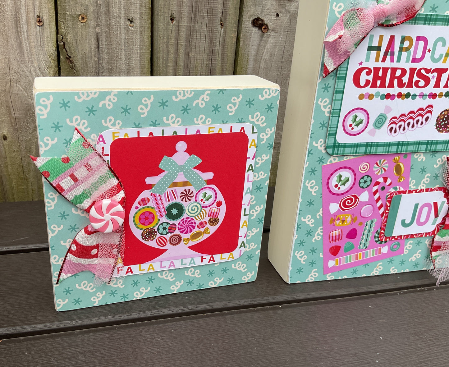 AGSD Christmas Decor - Retro Colorful Pastel Hard Candy Box Sings 3pc Set