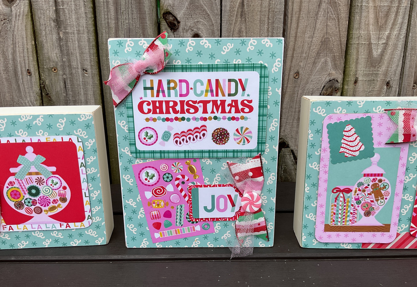 AGSD Christmas Decor - Retro Colorful Pastel Hard Candy Box Sings 3pc Set
