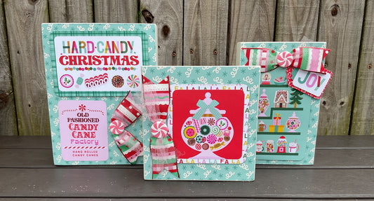 Retro Pastel Hard Candy Box Signs Set of 3 | Handcrafted Christmas Decor