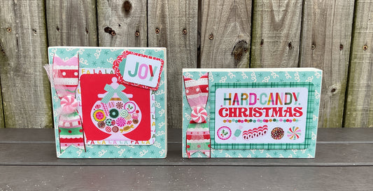 Retro Hard Candy Signs Christmas Decor Set of 2 | Pink Blue Teal | AGSD