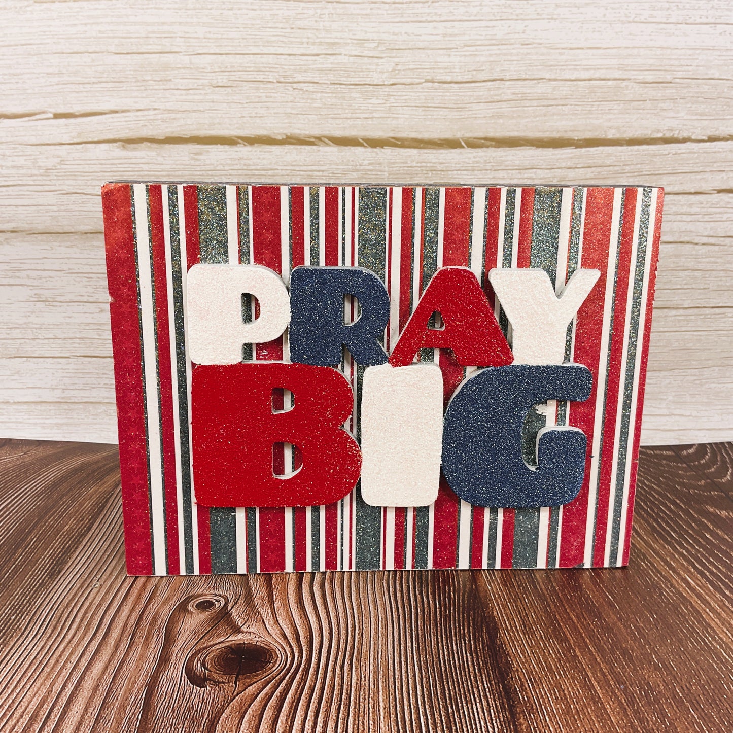 AGSD Patriotic Pray Big July 4th Block Signs – Faith Home Decor 2-Piece Set