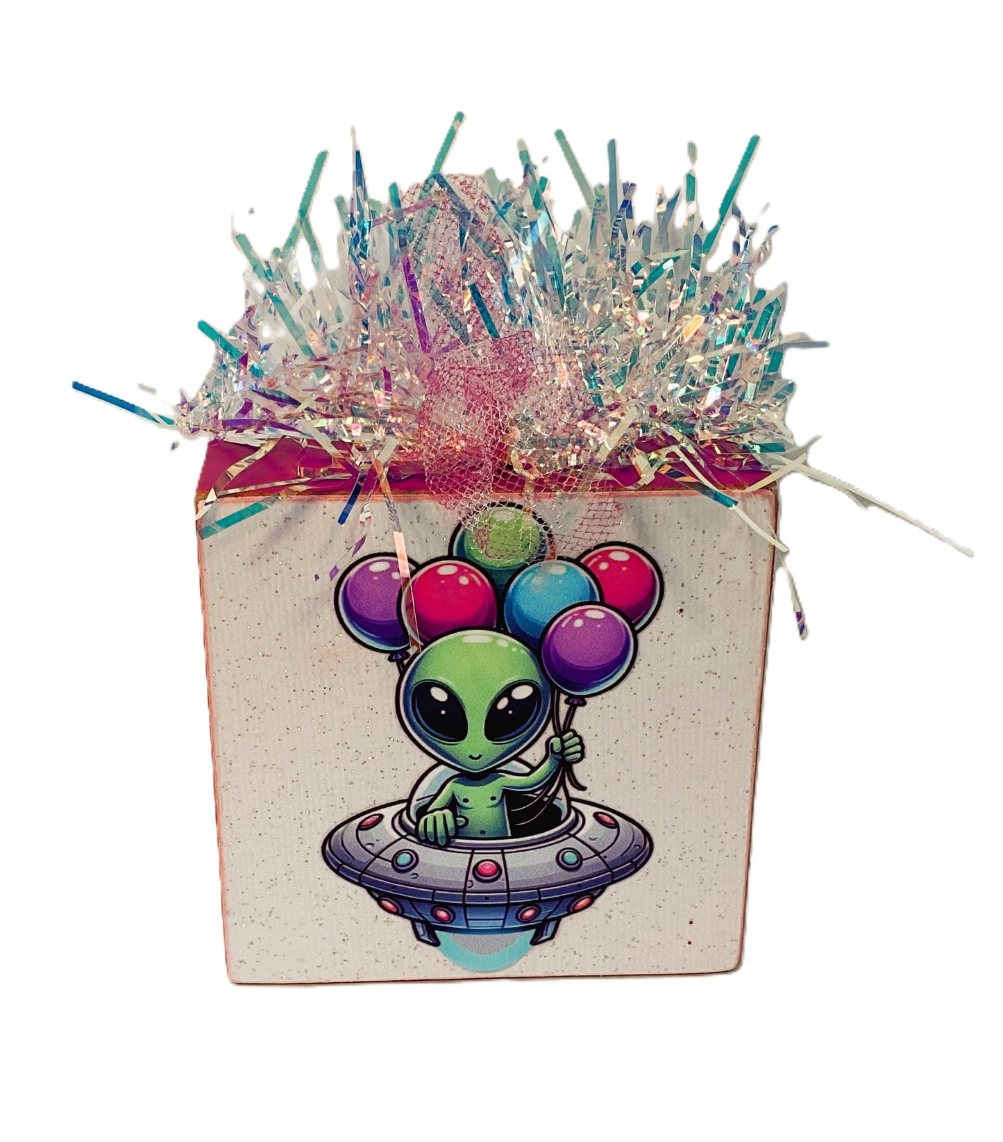 AGSD Home Decor Alien UFO Spaceship Small Block Sign