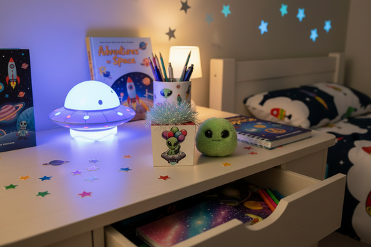 AGSD Home Decor Alien UFO Spaceship Small Block Sign