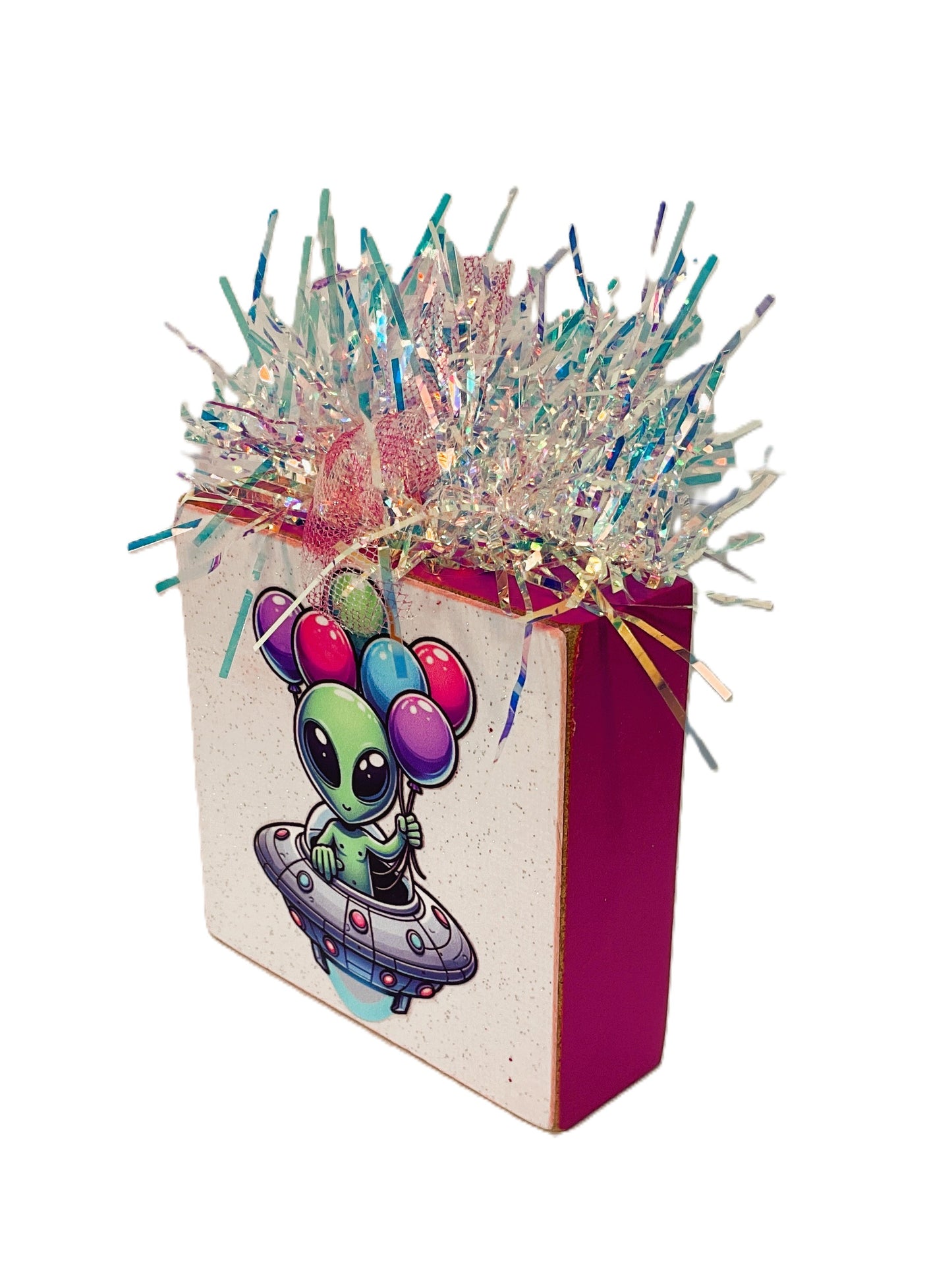 AGSD Home Decor Alien UFO Spaceship Small Block Sign