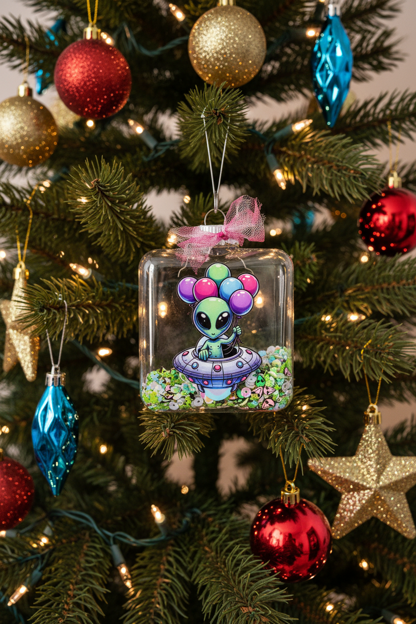 AGSD Home Decor Alien Shaker Christmas Ornament – Novelty Acrylic