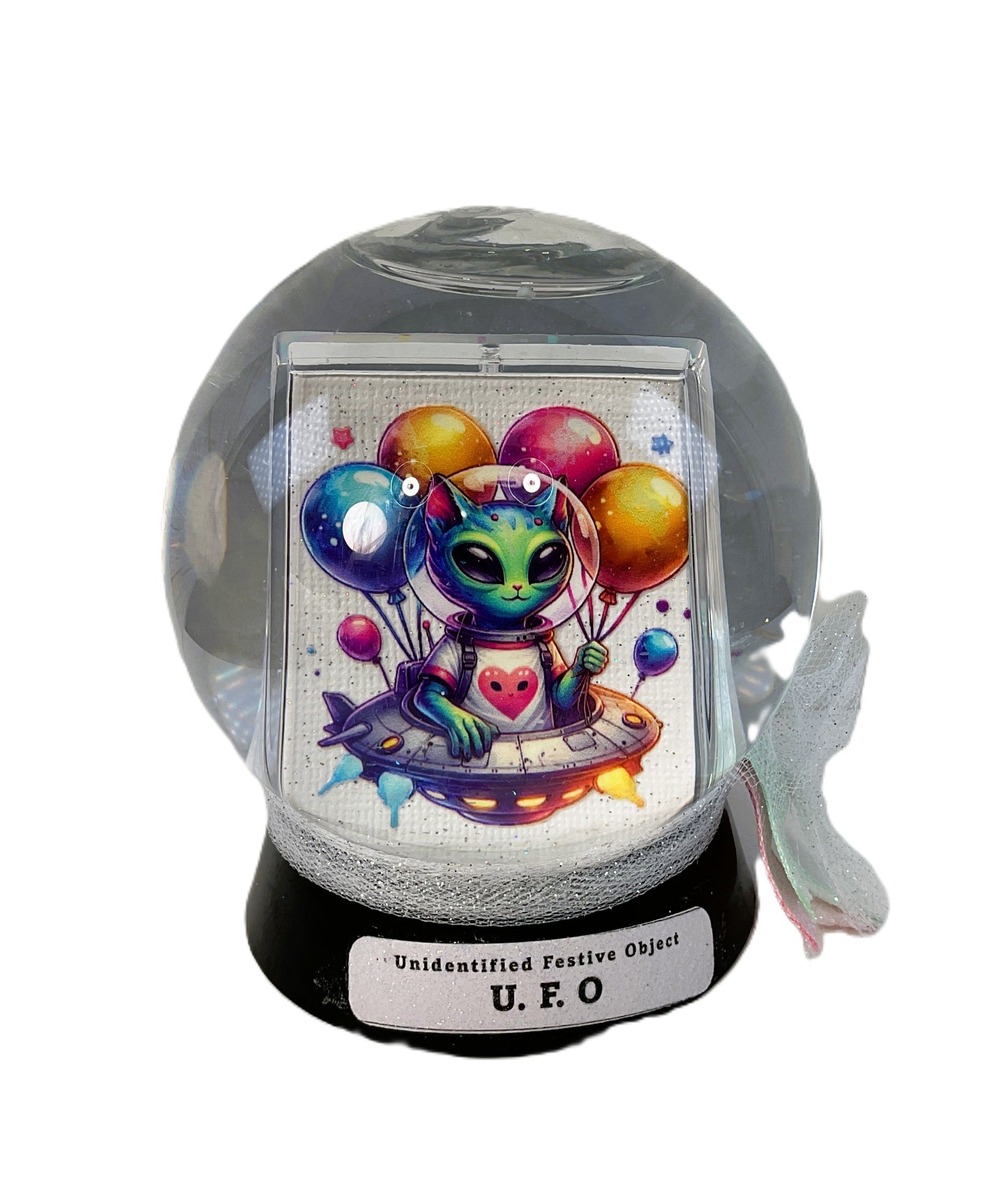 AGSD Home Decor - Novelty Alien Cat Reversible Photo Snowglobe