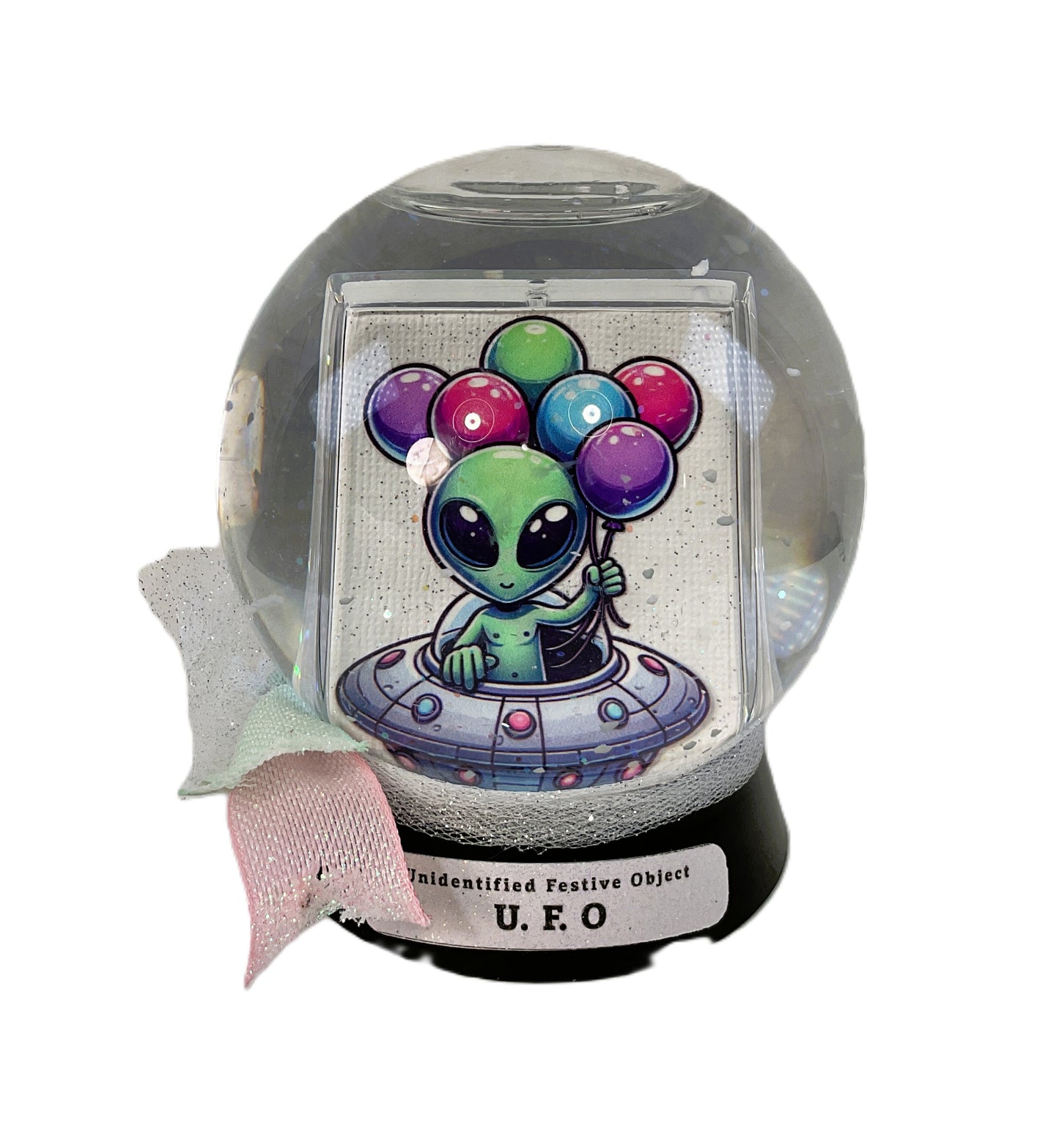 AGSD Home Decor - Novelty Alien Cat Reversible Photo Snowglobe