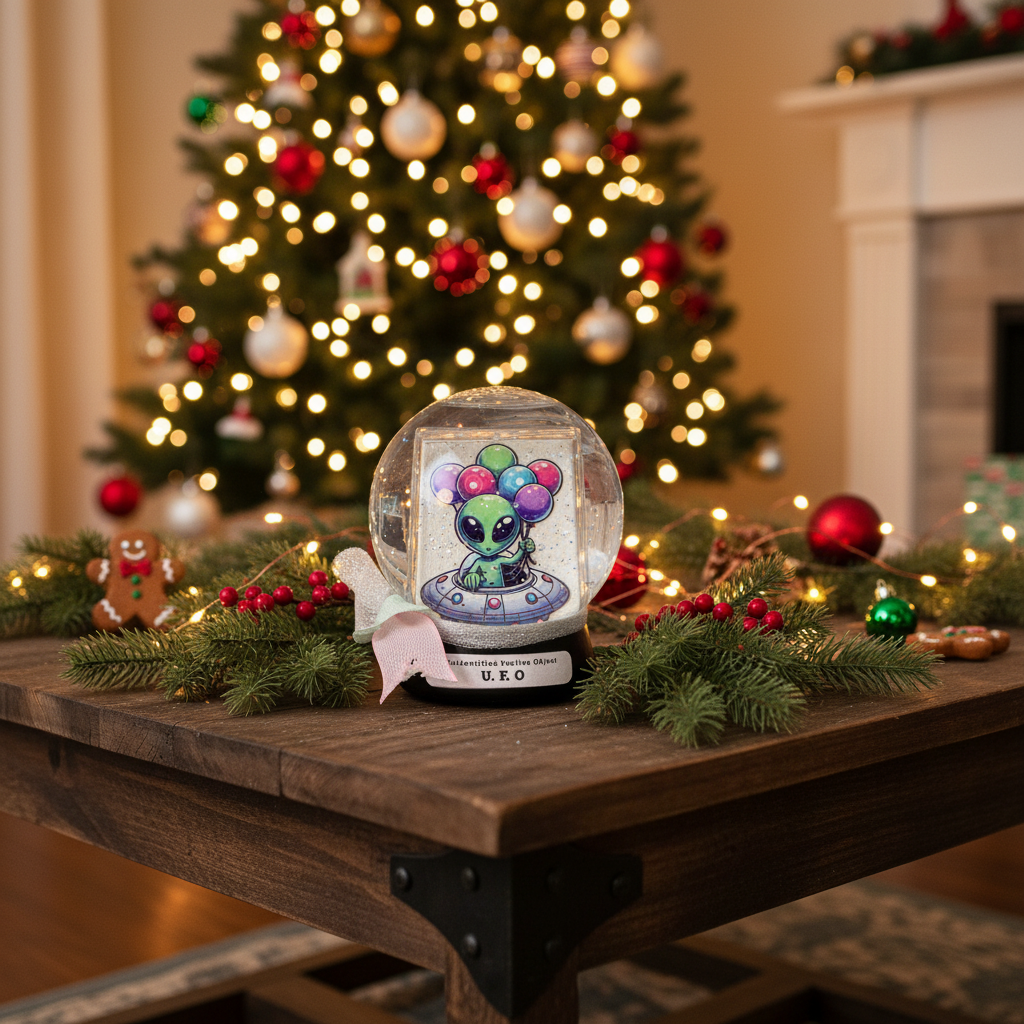 AGSD Home Decor - Novelty Alien Cat Reversible Photo Snowglobe