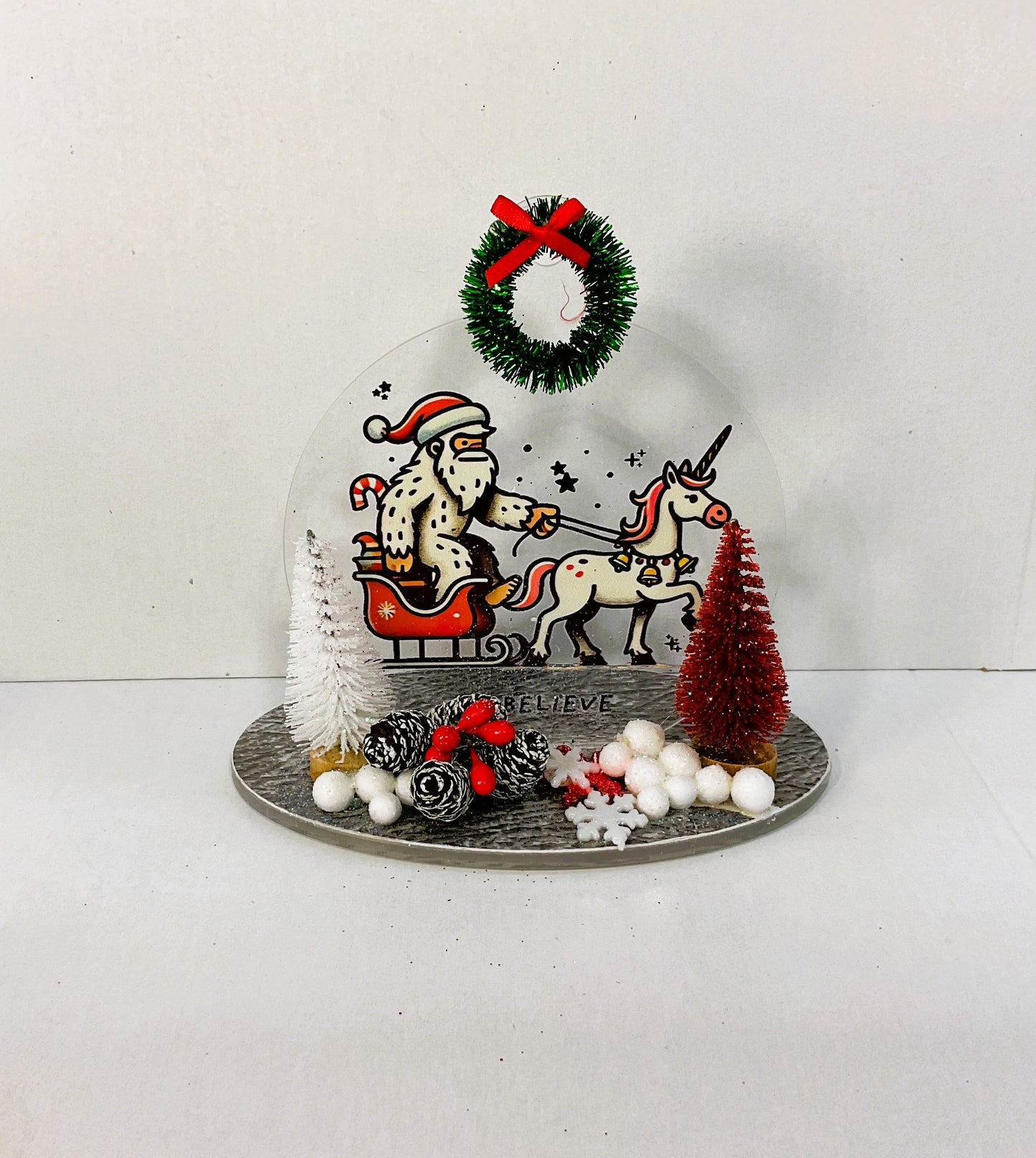 AGSD Christmas Decor - Bigfoot Santa Sleigh Acrylic Sitter | Handcrafted
