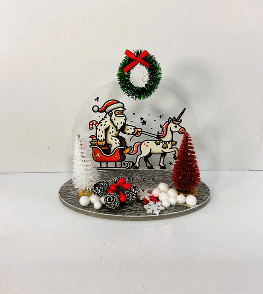 AGSD Christmas Decor - Bigfoot Santa Sleigh Acrylic Sitter | Handcrafted