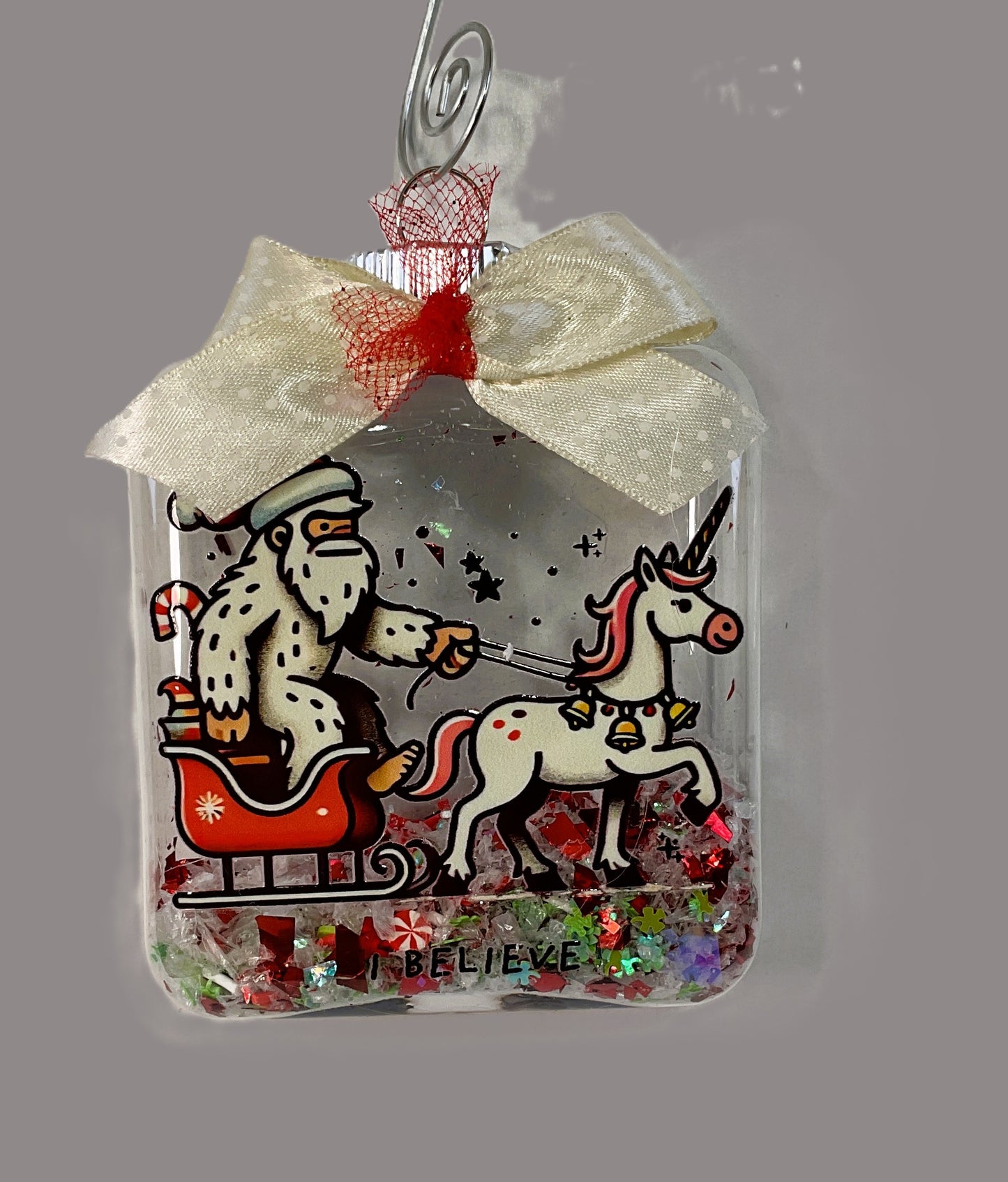 AGSD Christmas Decor - Santa Bigfoot Acrylic Shaker Ornament | Handcrafted