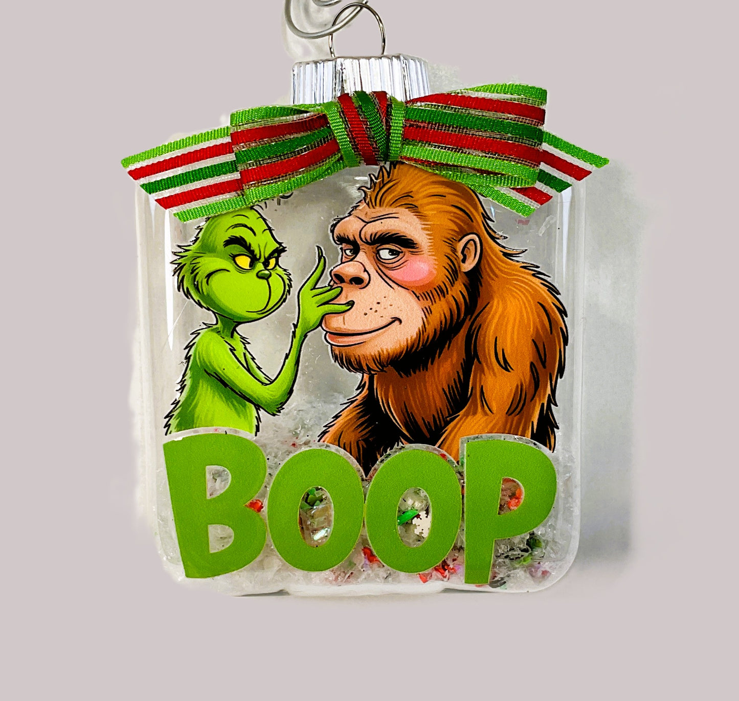 AGSD Christmas Decor - Novelty Acrylic BOOP Bigfoot Shaker Ornament